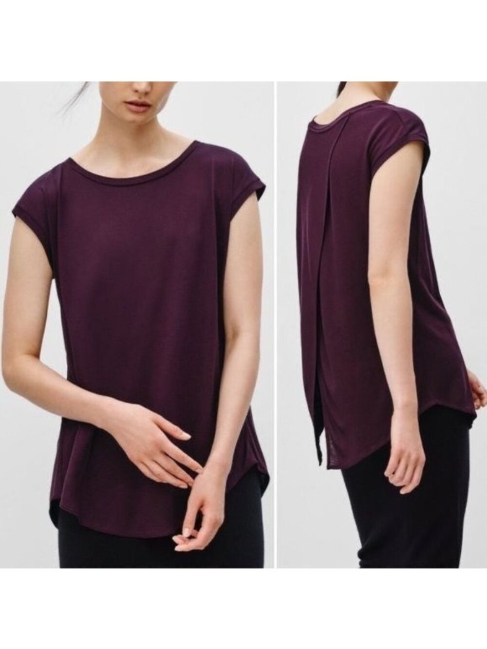 Artiza Wilfred Women’s Anvers Split Back Tee Size XXS Burgundy Shirt Sleeve Top